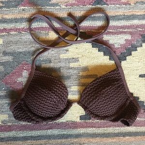 🦇 Brown Victoria’s Secret Crochet Bikini Top